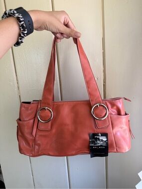 Vintage Y2K Coral-Orange Shoulder Bag with Silver Hardware NWT